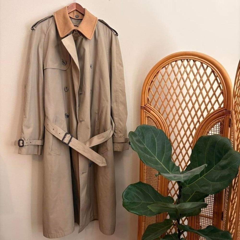 Vintage 70s 80s Brooks Brothers Hunting Trench Coat w/ Removable Wool Liner 40